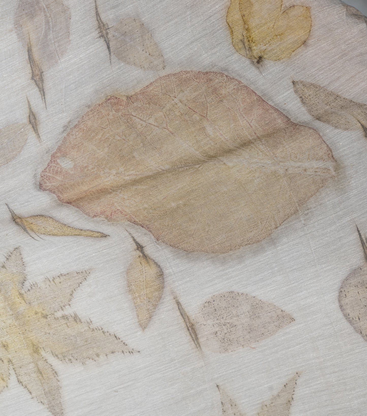 Mountains (Triangle) Design Teak Wood Leaves Ash Grey Cotton Saree (Hand Dyed With Iron Ore)