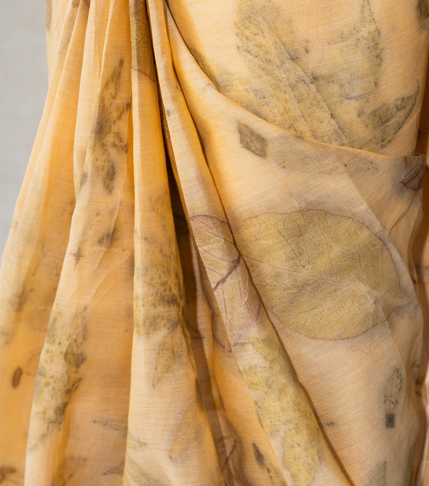 Castor Oil All Over Soft Pumpkin Cotton Saree (Hand Dyed With Turmeric)