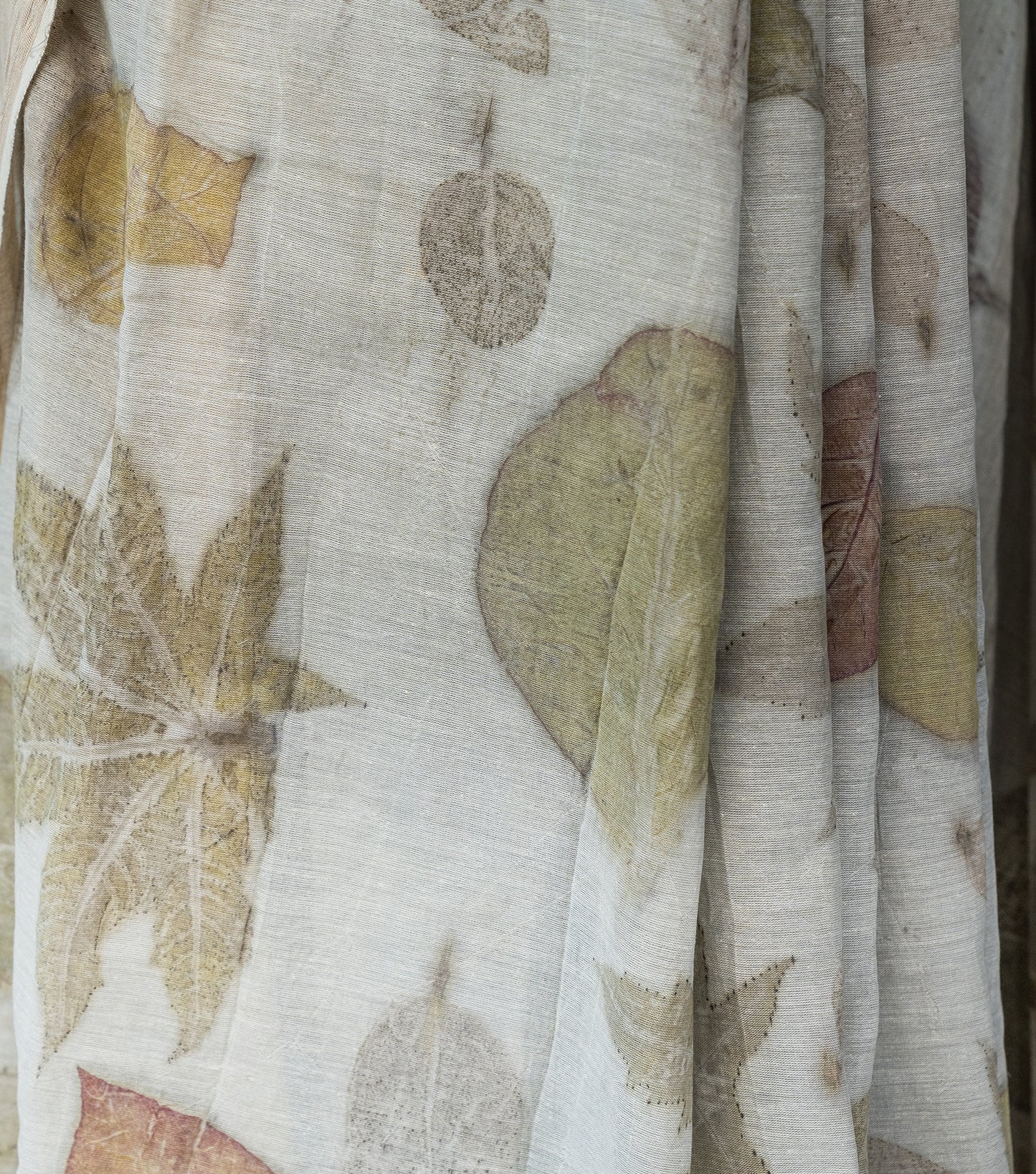 Teak Wood & Castor  Leaves All Over Ash Grey Cotton Saree (Hand Dyed With Iron Ore)