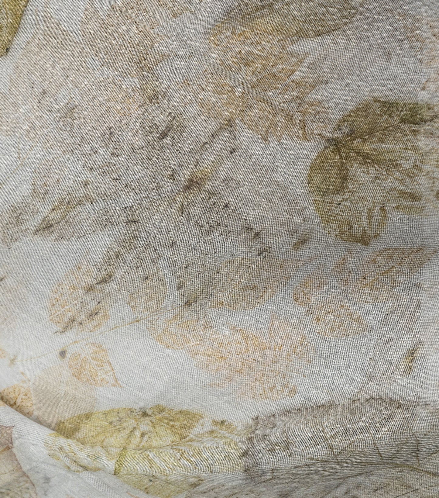 Mix Leaves All Over Ash Grey Cotton Saree (Hand Dyed With Iron Ore)