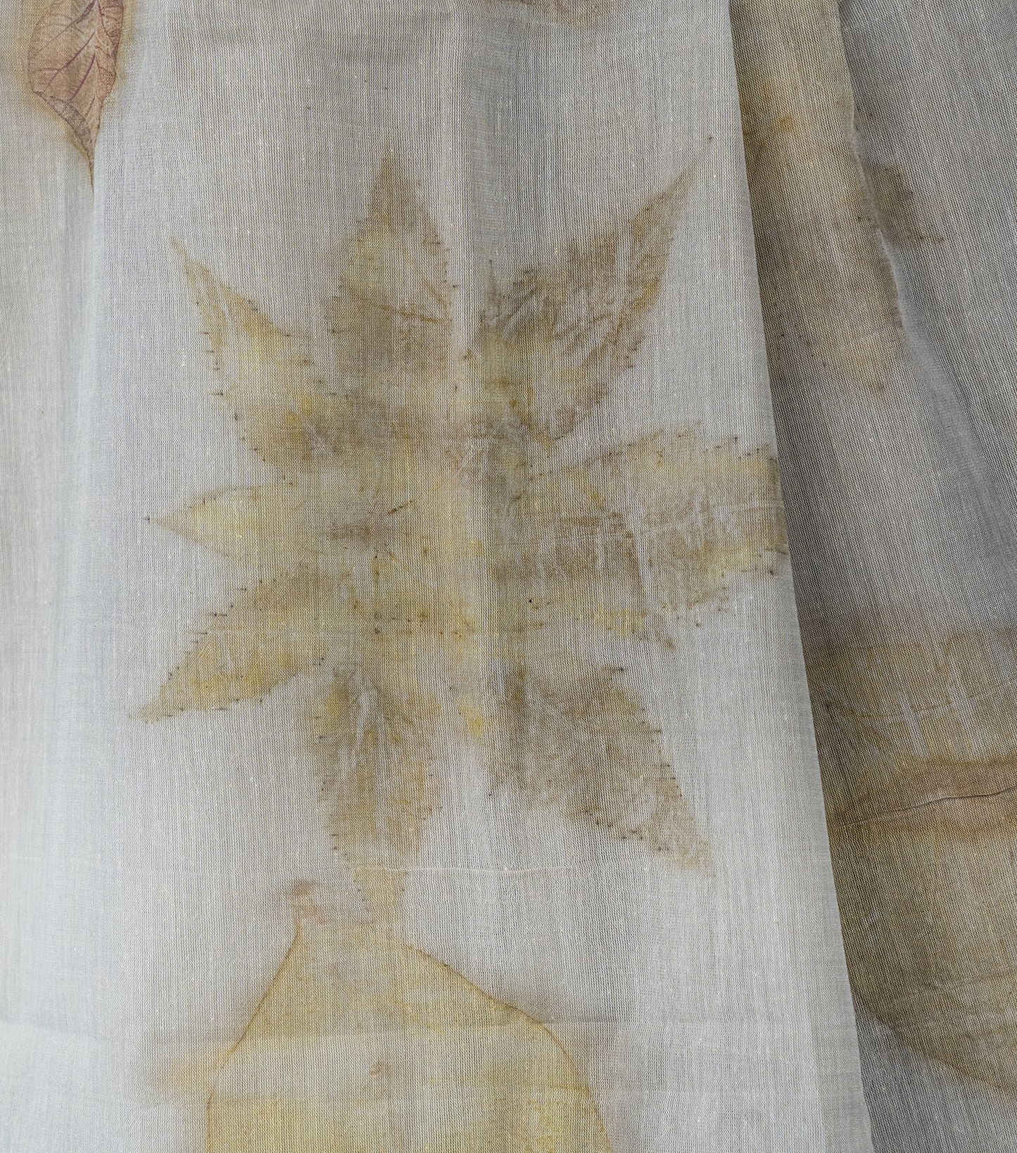 Mix Leaves Pallu with Boarder Ash Grey Cotton Saree (Hand Dyed With Iron Ore)