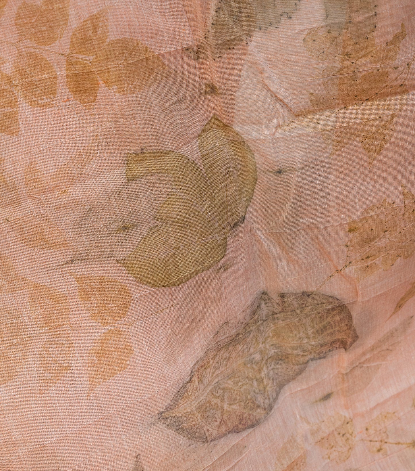Mix Leaves All Over Soft Flamingo Pink Cotton Saree (Hand Dyed With Manjeestha Roots)