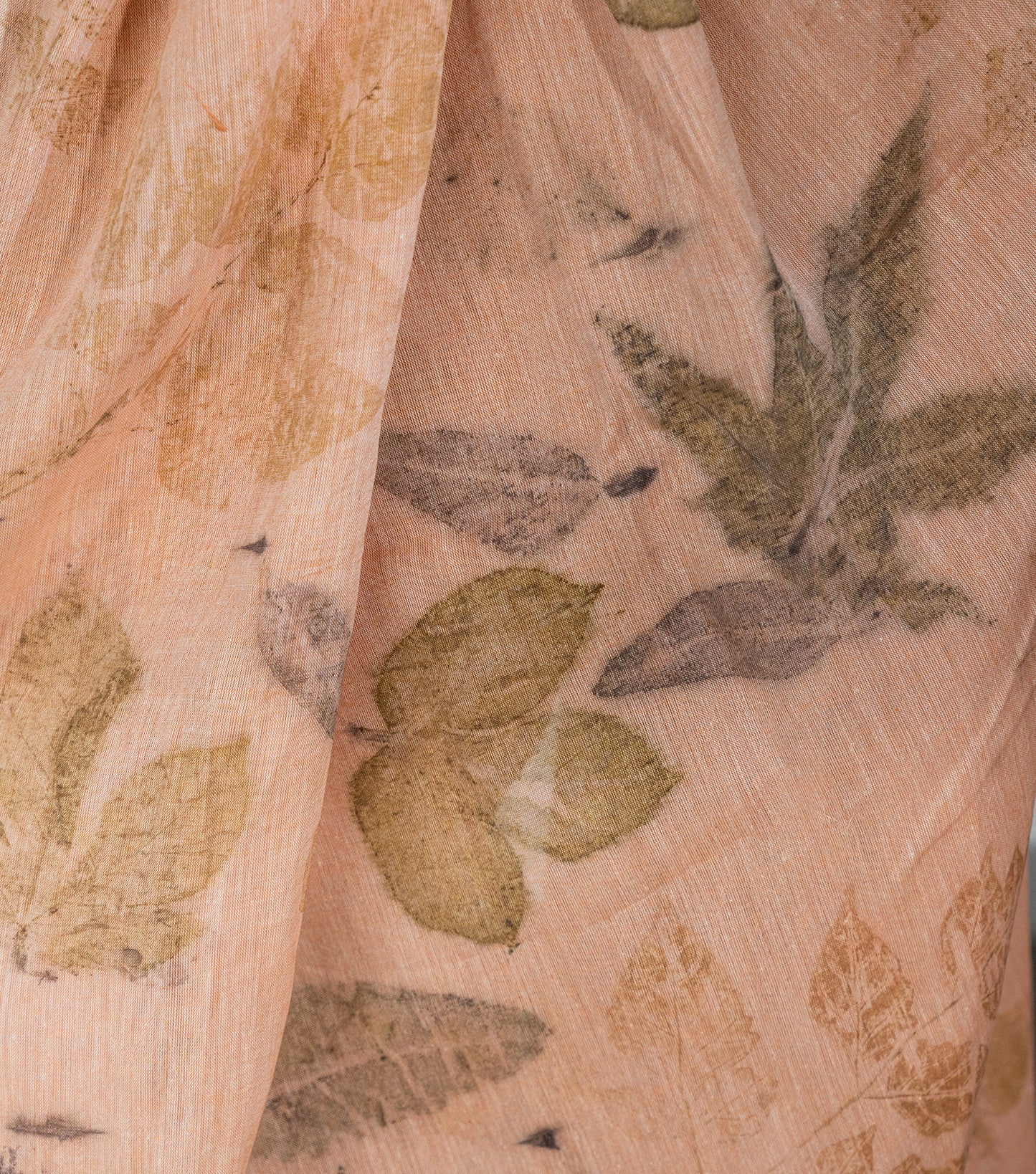 Jatropha & Castor Leaves All Over with Boarder Soft Flamingo Pink Cotton Saree (Hand Dyed With Manjeestha Roots)