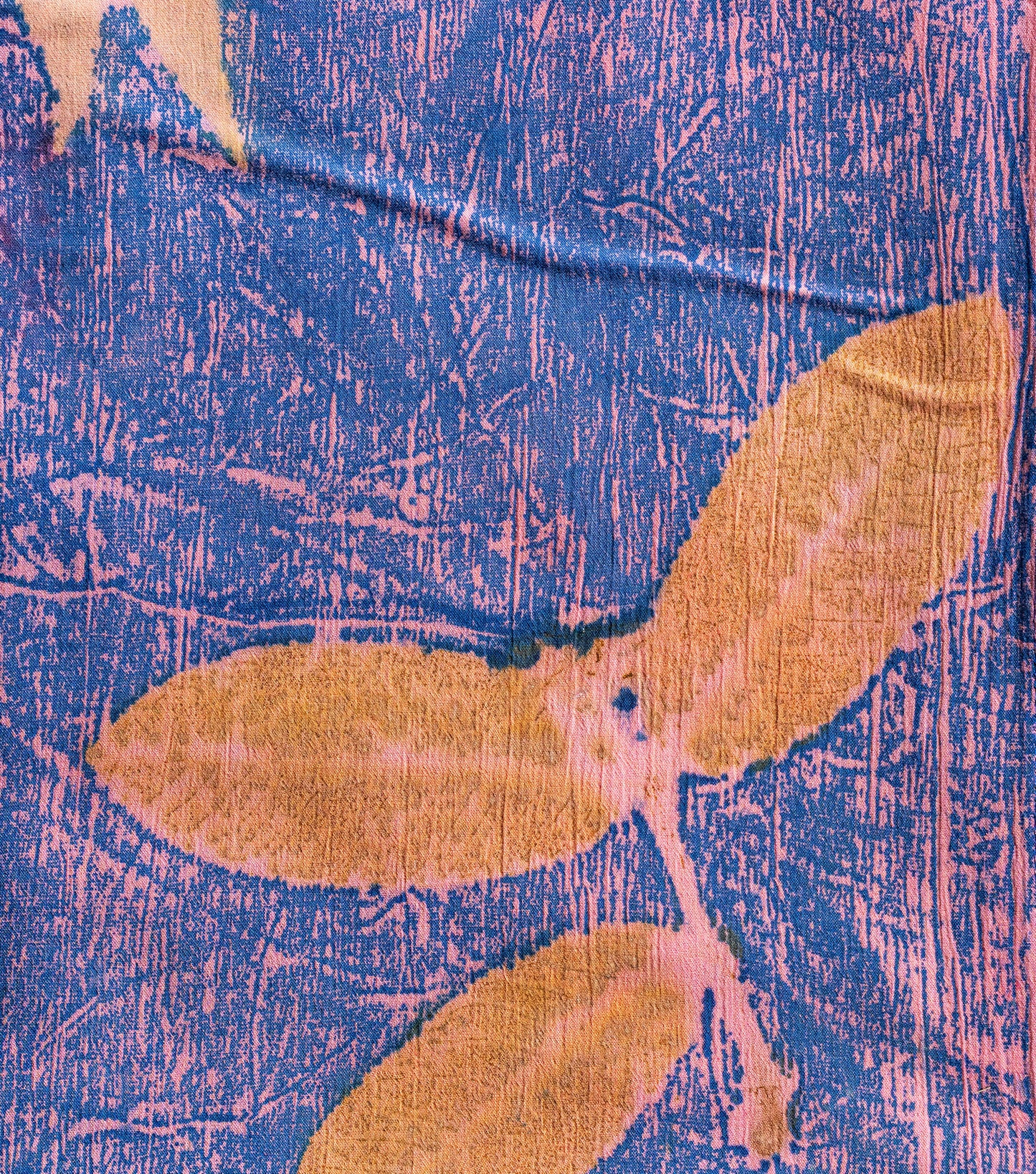 Mix Leaves All Bright Indigo Crush Cotton Saree (Hand Dyed With Indigo Powder & Manjeestha Roots)