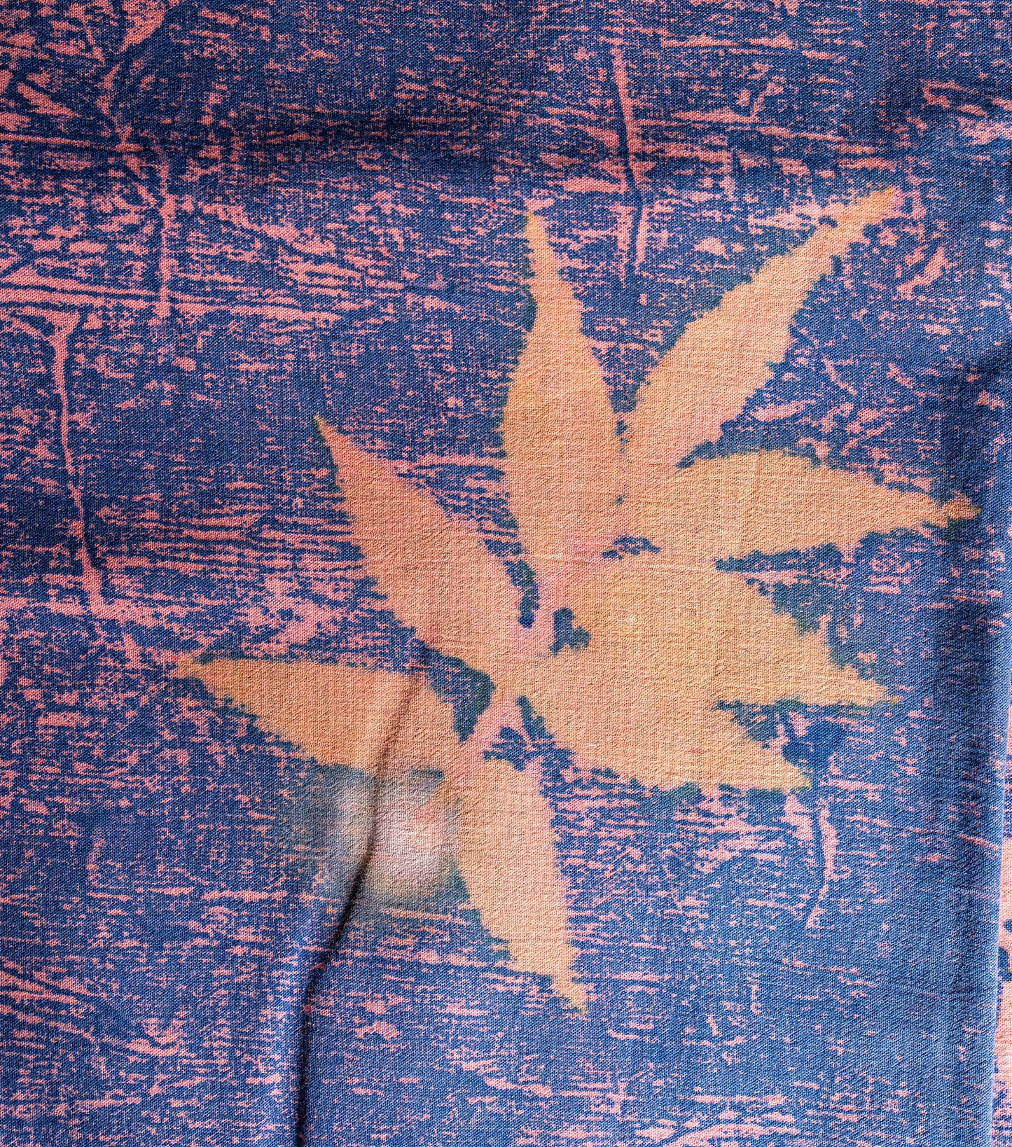 Mix Leaves All Bright Indigo Crush Cotton Saree (Hand Dyed With Indigo Powder & Manjeestha Roots)