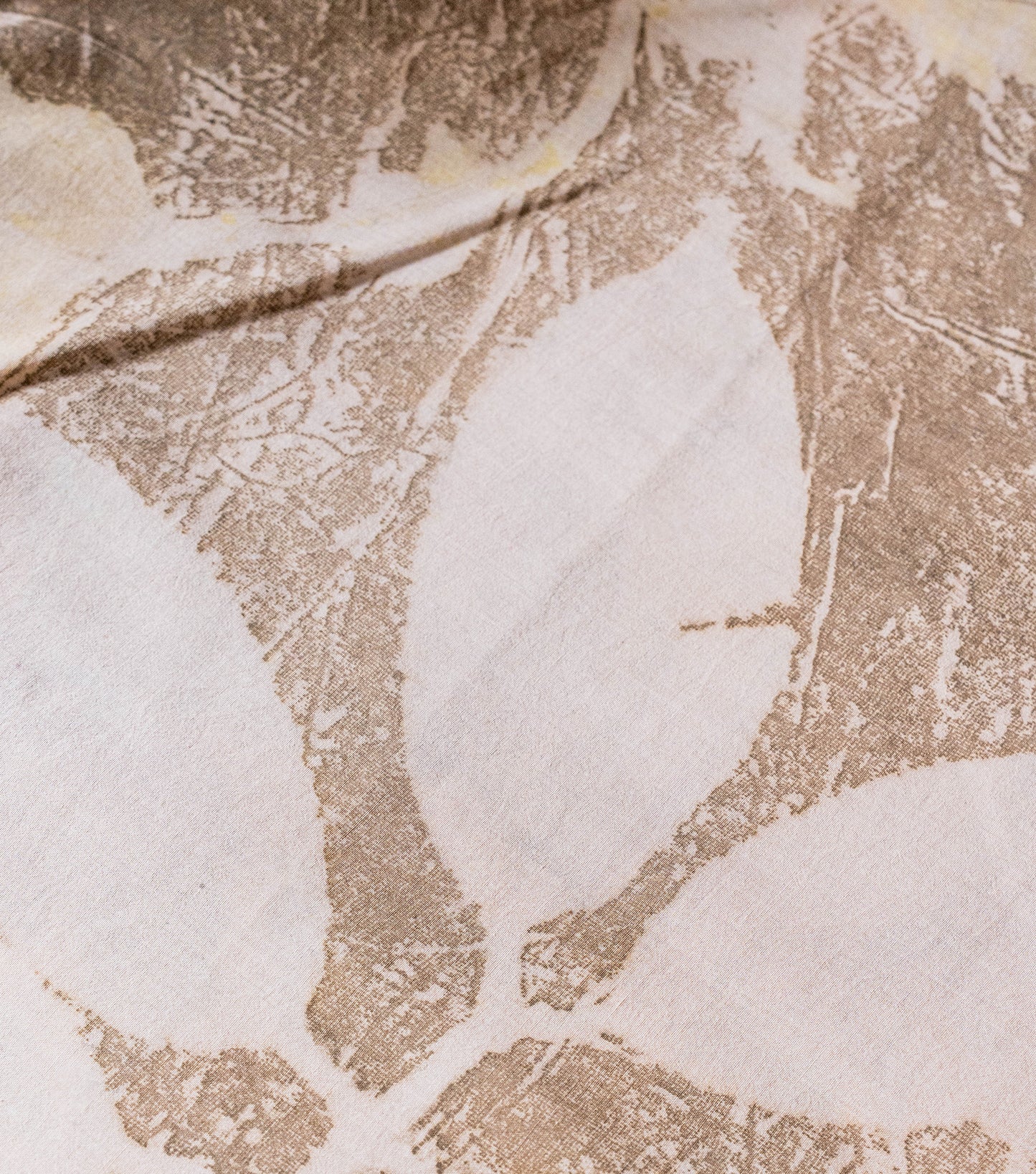 Mix Leaves All Over Light Mocha Brown Cotton Saree (Hand Dyed With Coffee & Chikori Powder)