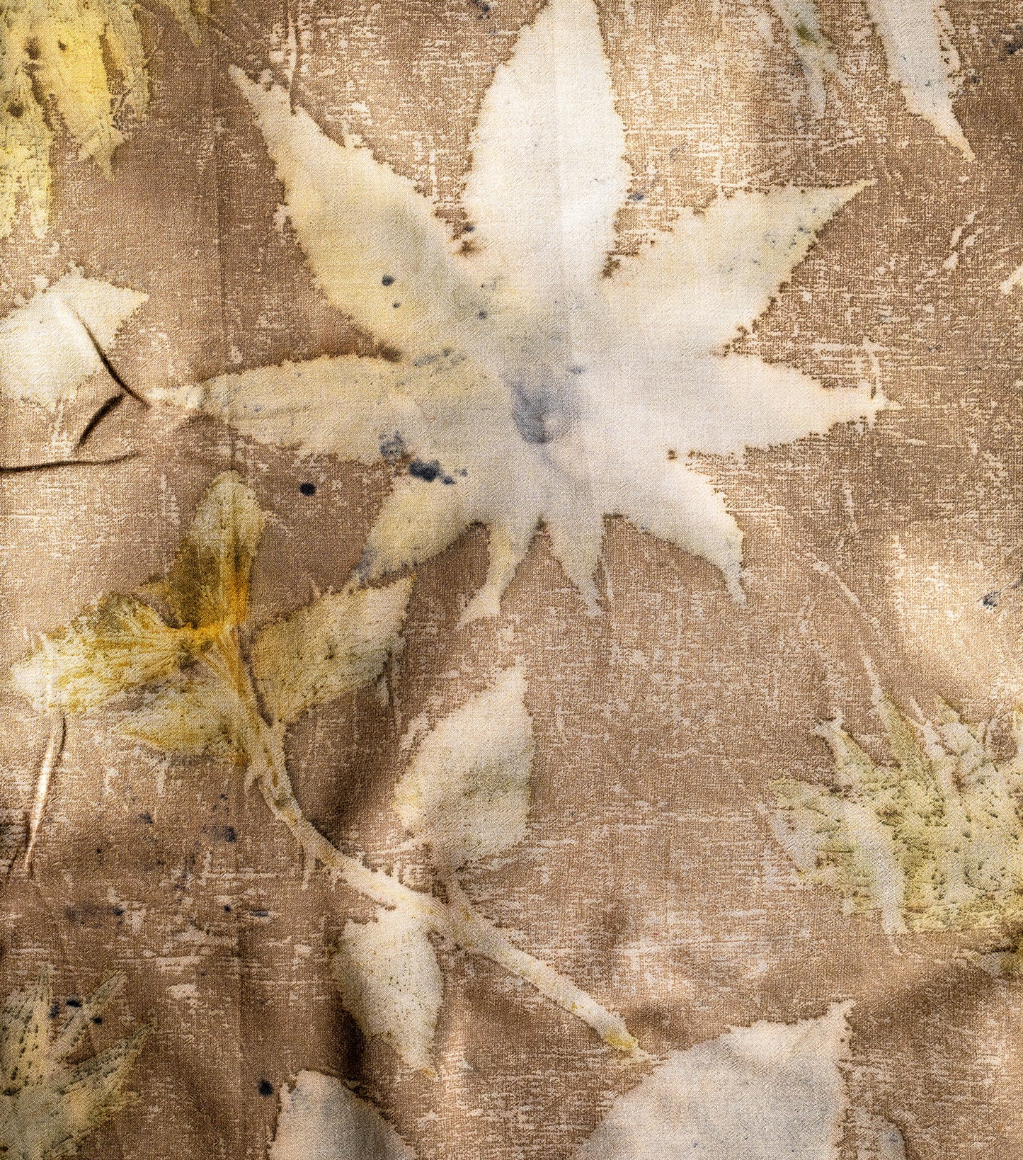 Mix Leaves All Over Coffee Brown Cotton Saree (Hand Dyed With Coffee & Chikori Powder)