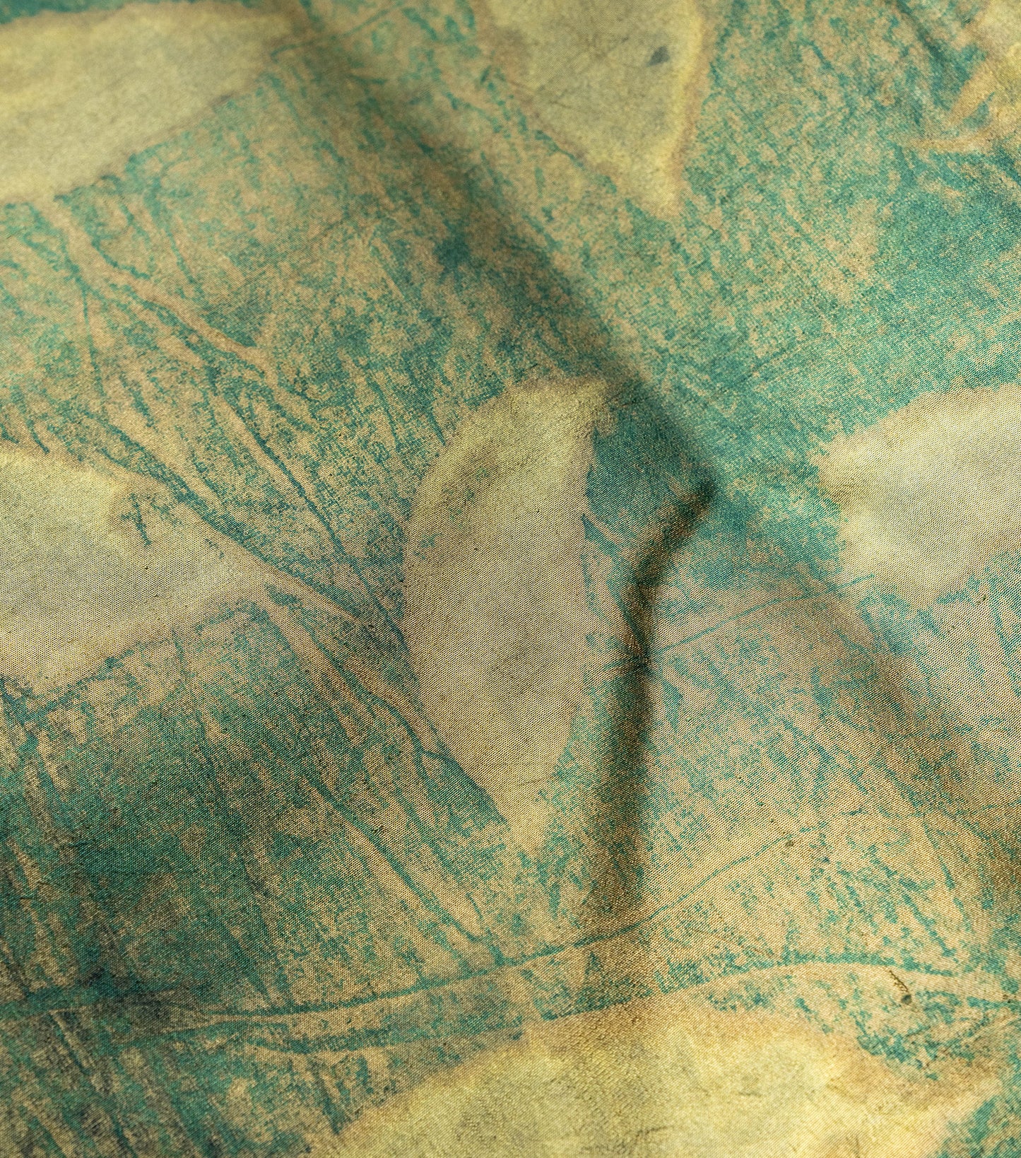 Eucalyptus leaves All Over Dark Olive Green Mulberry Silk Saree (Hand Dyed With Olives, Pomegranate Skin & Turmeric)