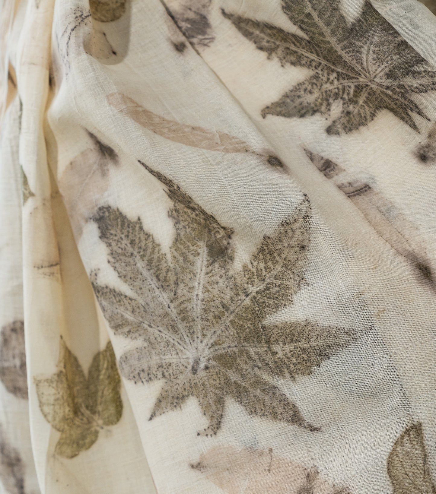 Mix Leaves All Over Ivory Cotton Saree (Hand Dyed With Harde)